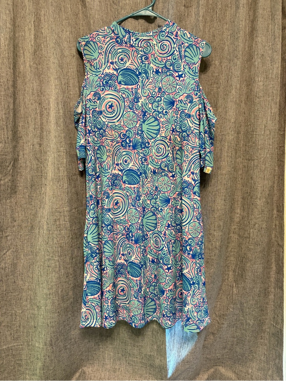 Simply Southern Blue, Pink, Mint Shell-Print Sleeveless Dress